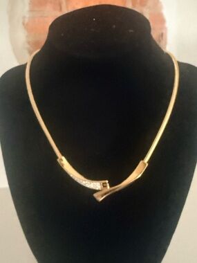 Authentic Vintage Givenchy G Crystal Collar Necklace - Excellent Condition